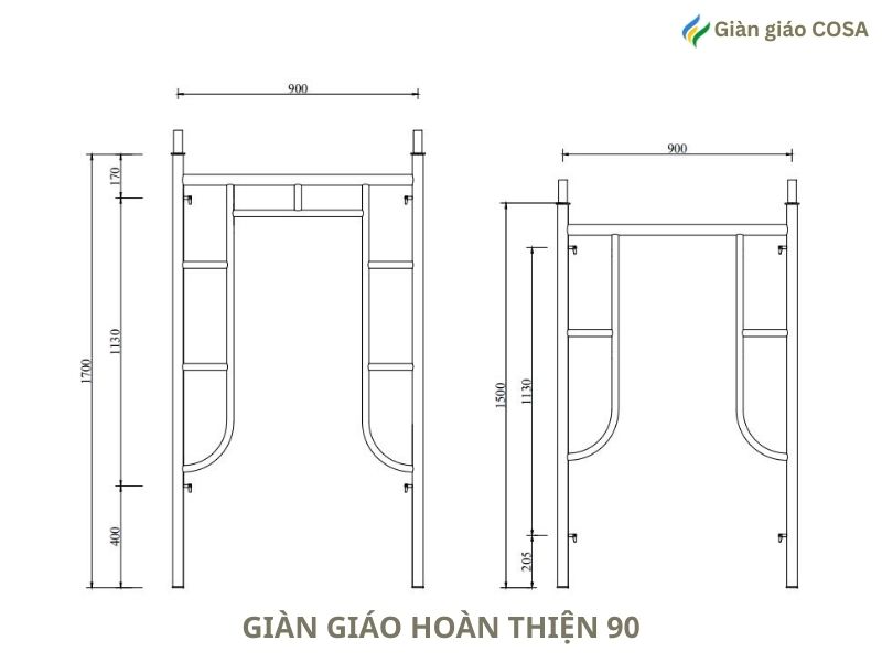 Kích thước giàn giáo hoàn thiện 0,9m