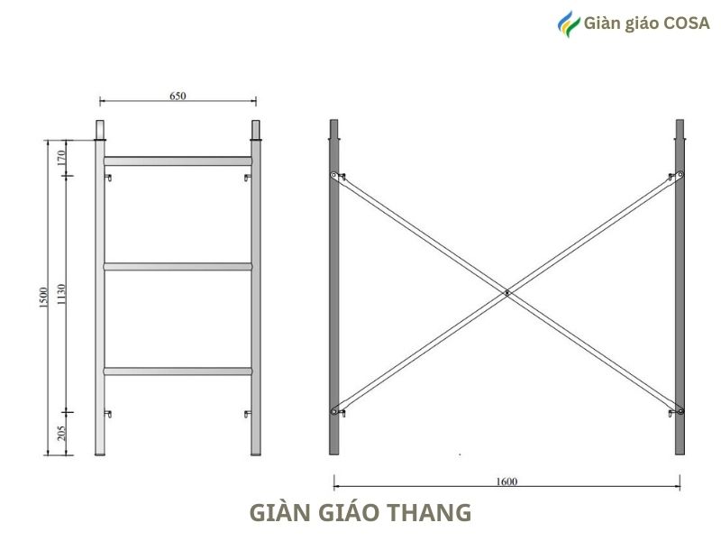 Kích thước giàn giáo thang